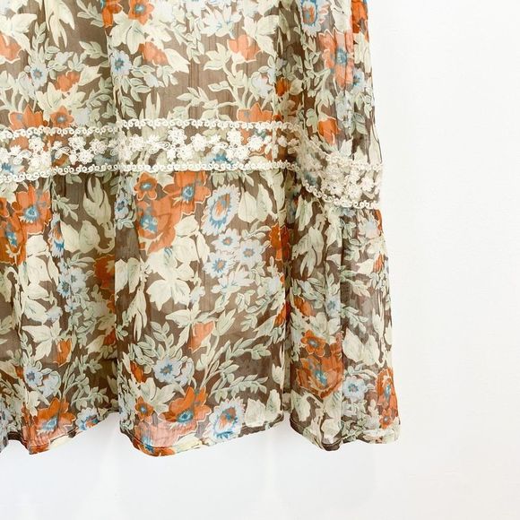 Sundance Sheer Floral Panel Lace Tiered Dress Embroidered Mesh Sleeveless Summer - Picture 5 of 12